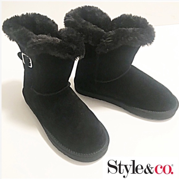 NWOB, Style & Co, BRAND NEW❣️ Black Suede Leather Booties - Picture 3 of 9